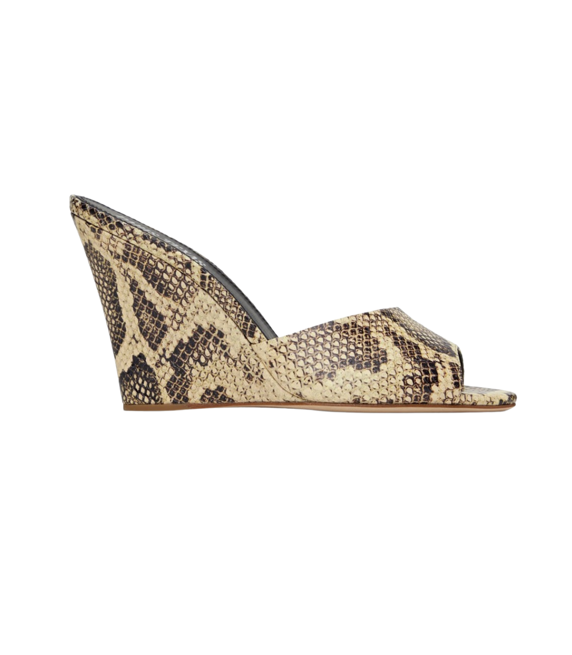Beige & Brown Python Wedge Mules