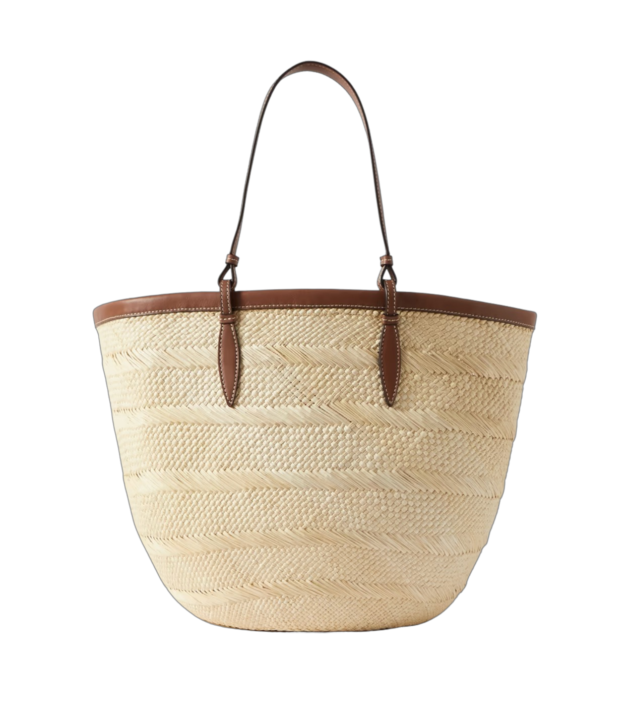 Iraca Medium Leather-trimmed Woven Raffia Tote