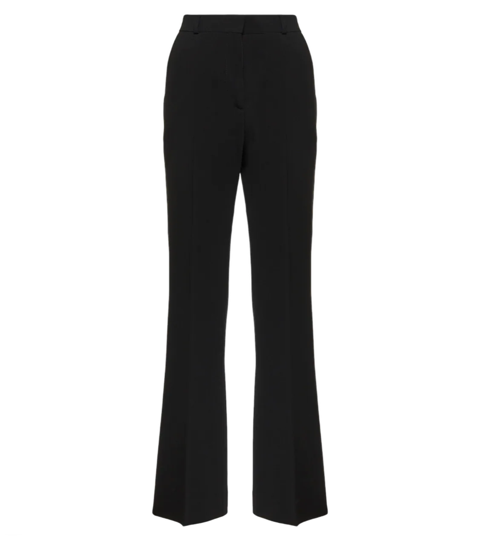 High-rise Pleated Crêpe Flared Pants