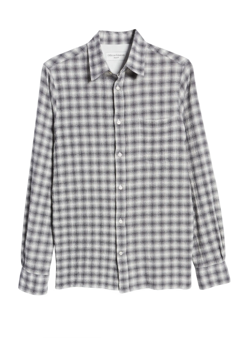 Check Stretch Seersucker Button-Up Shirt