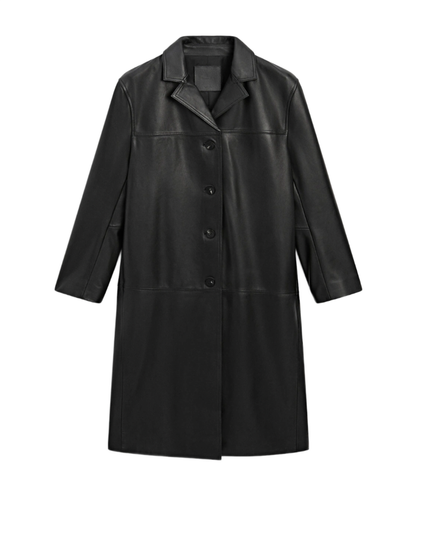 Long Straight Fit Nappa Leather Coat