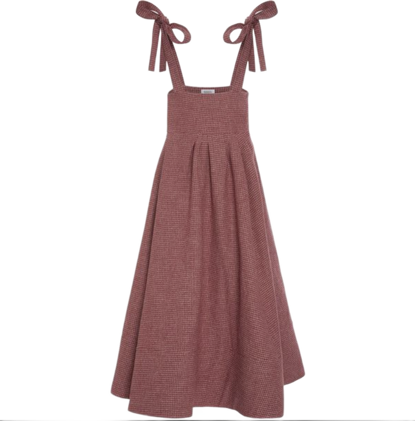 Plaid Print Midi Length Dress