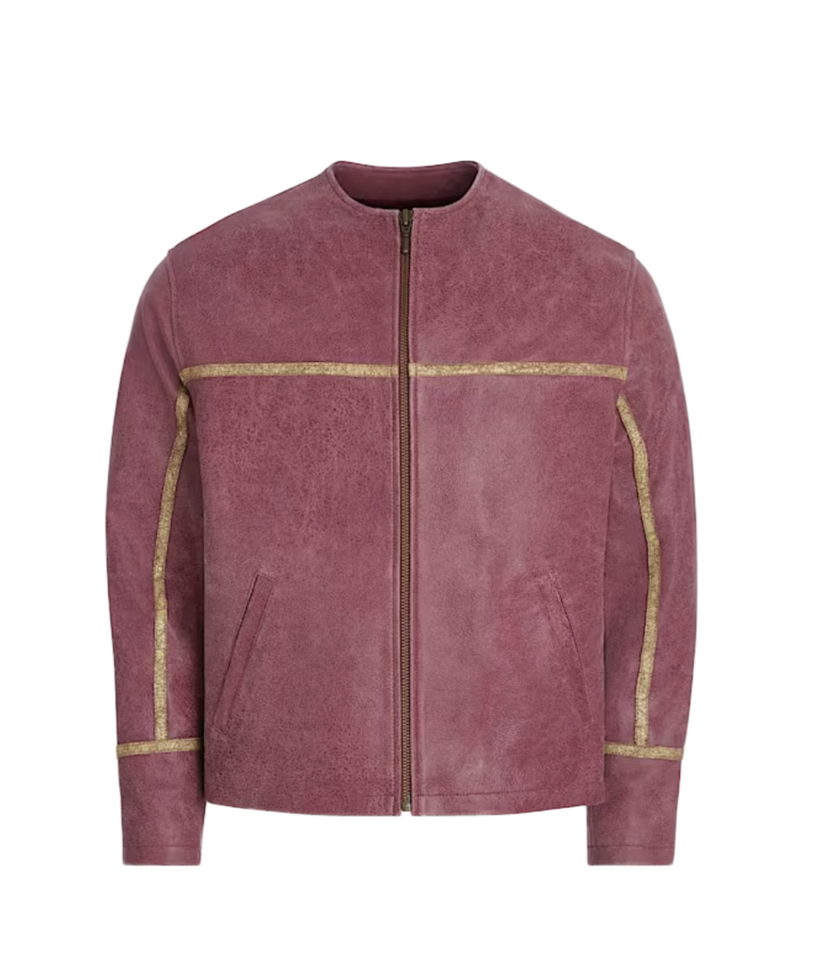 Pink Crackle Leather Jacket