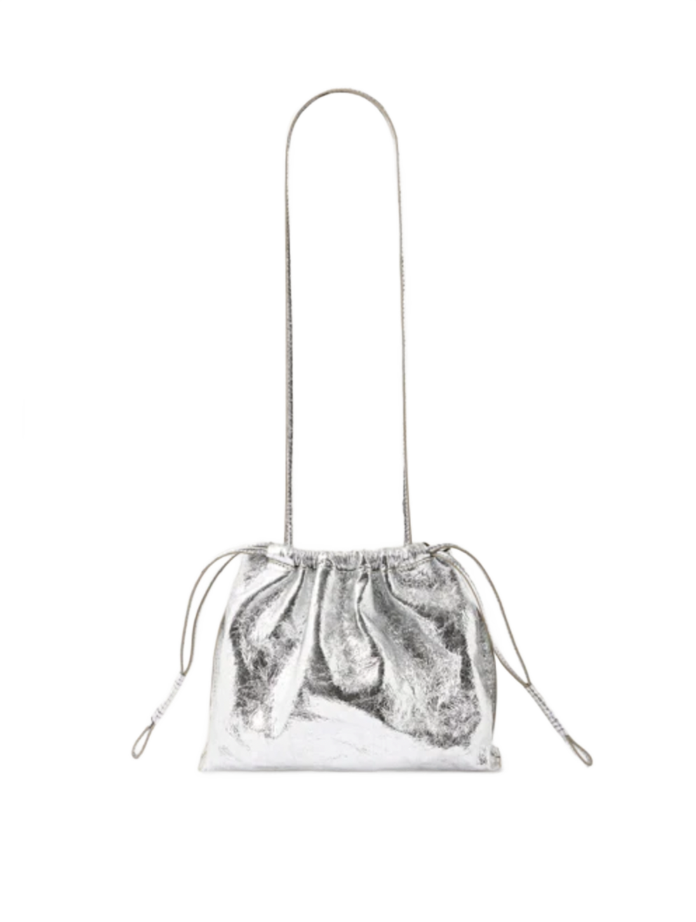 Suzette Silver Leather Pouch Bag