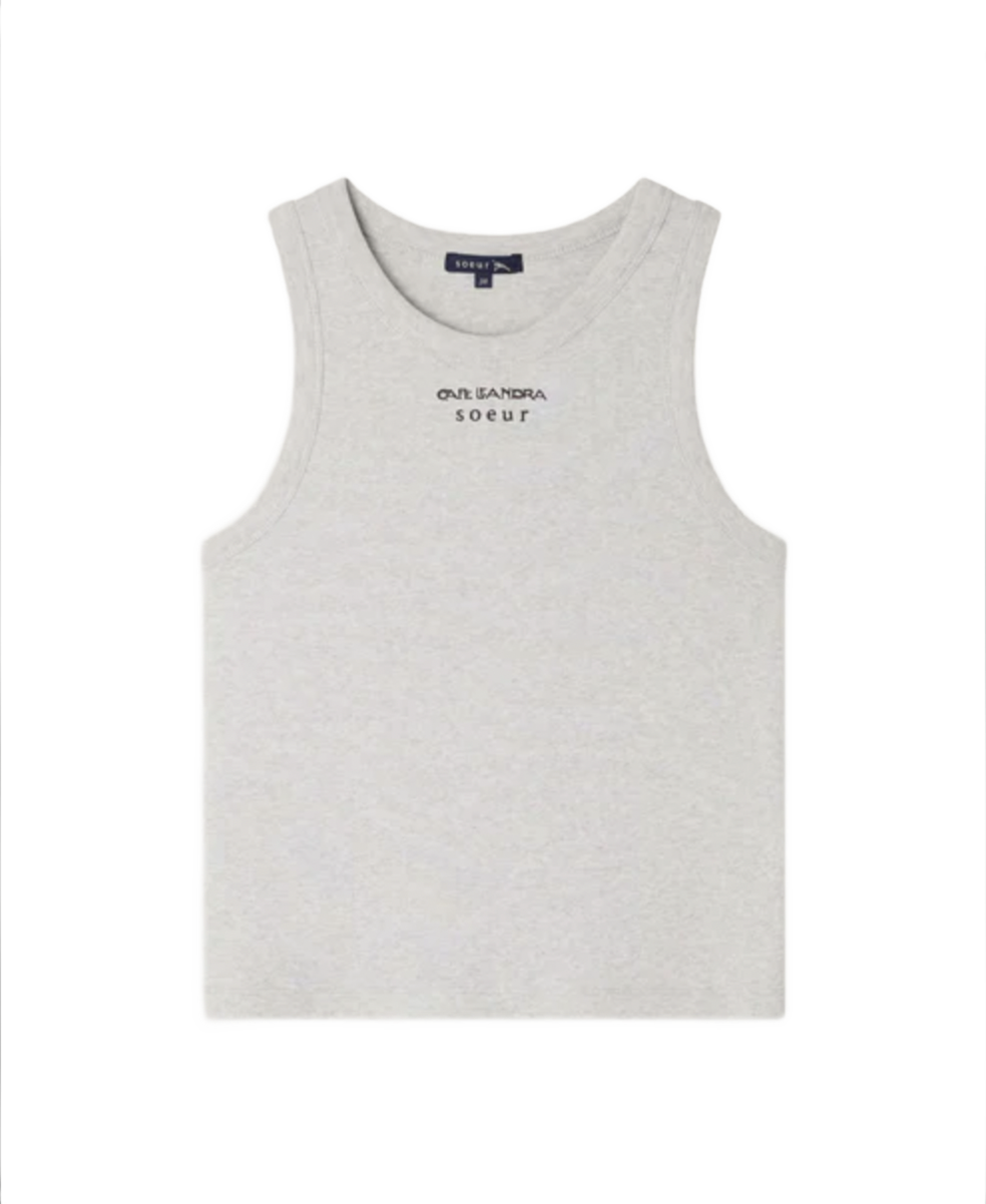 Tippi Ribbed Tank Top with Embroidery