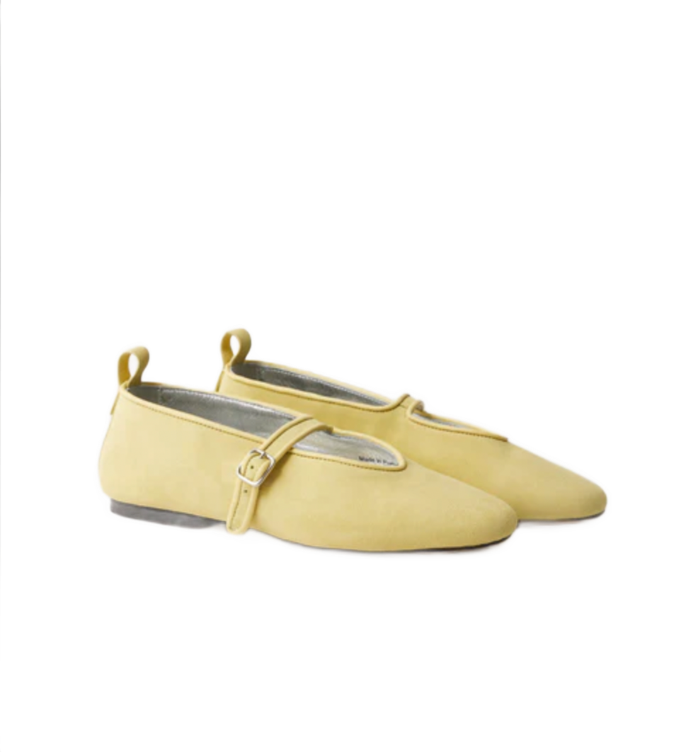 Madeline Yellow Suede Ballerinas
