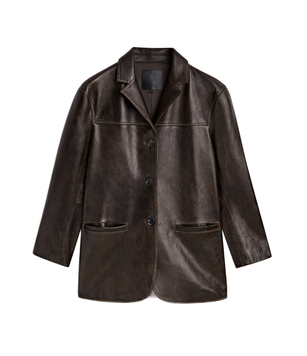 Distressed Effect Leather Blazer