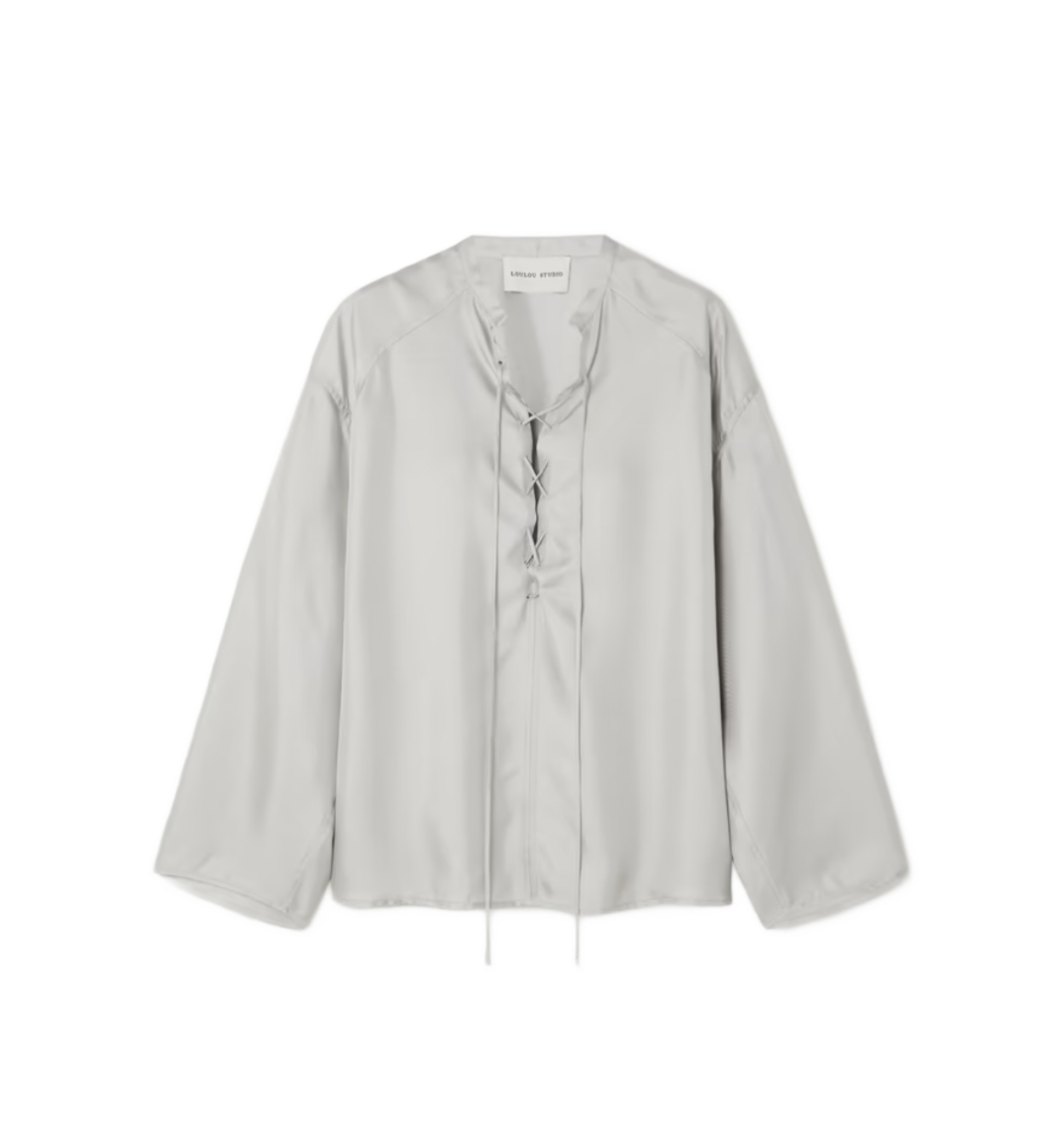 Zamia Lace-up Silk-twill Blouse