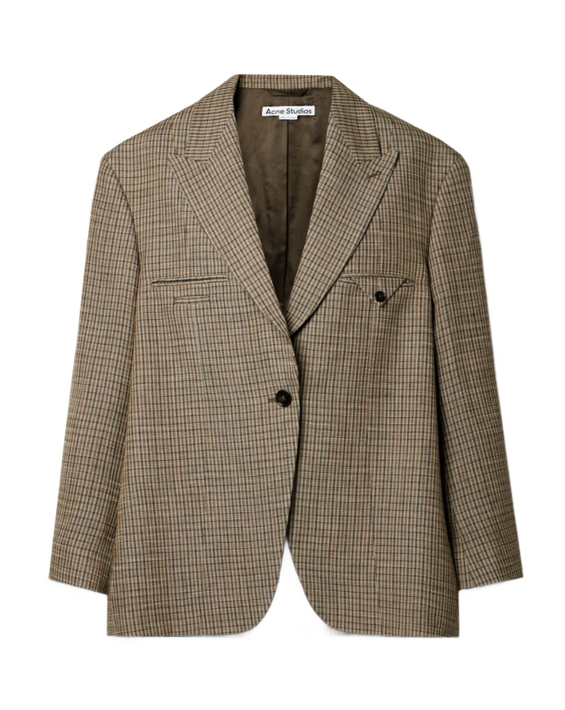 Checked Linen-blend Blazer