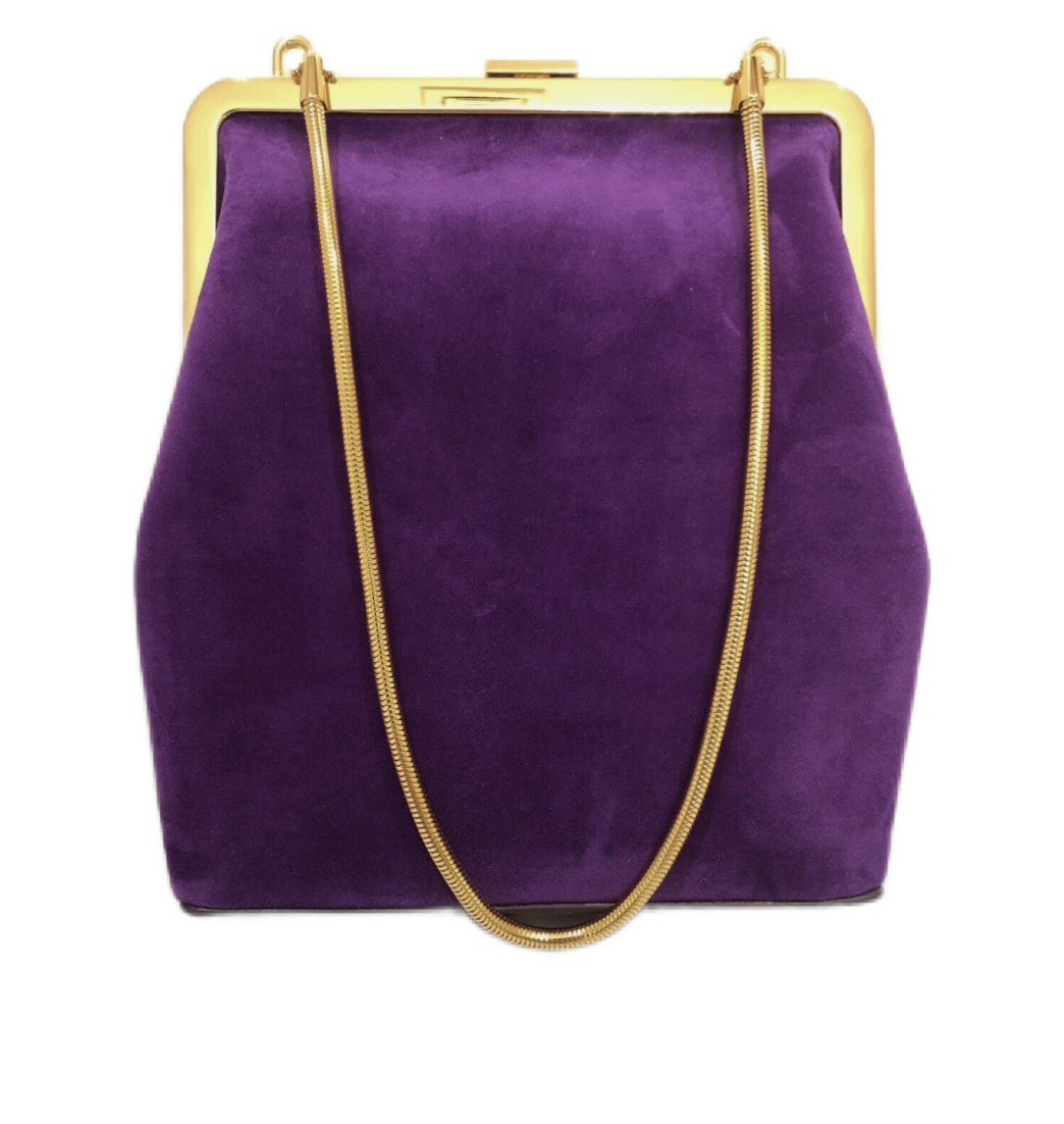 Khaite Lilith Suede Clasp Suede Evening Bag NWT Violet
