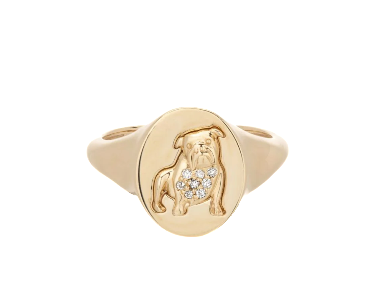 Pave Diamond English Bulldog Signet Ring