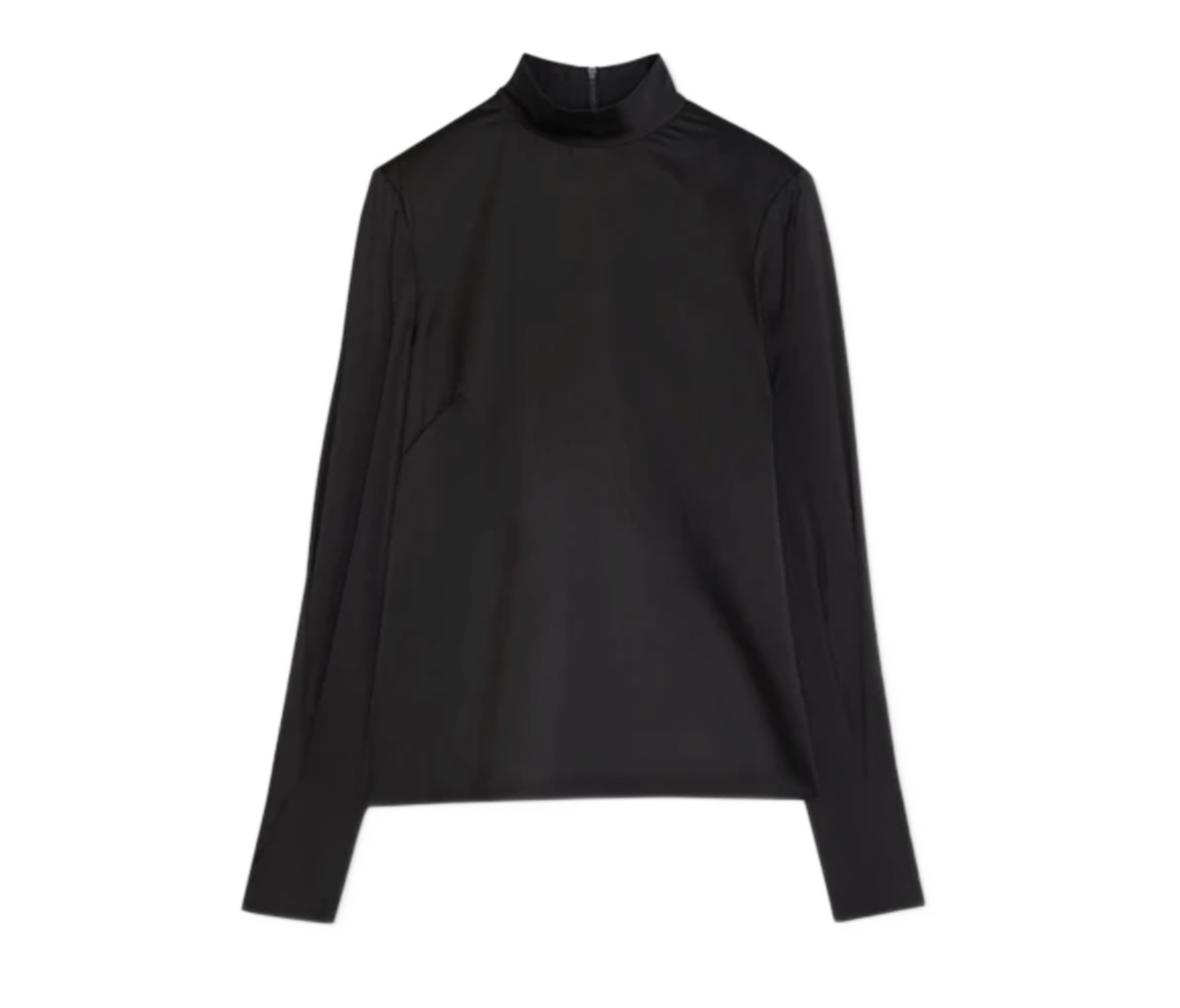 Lightweight Satin Turtleneck Top