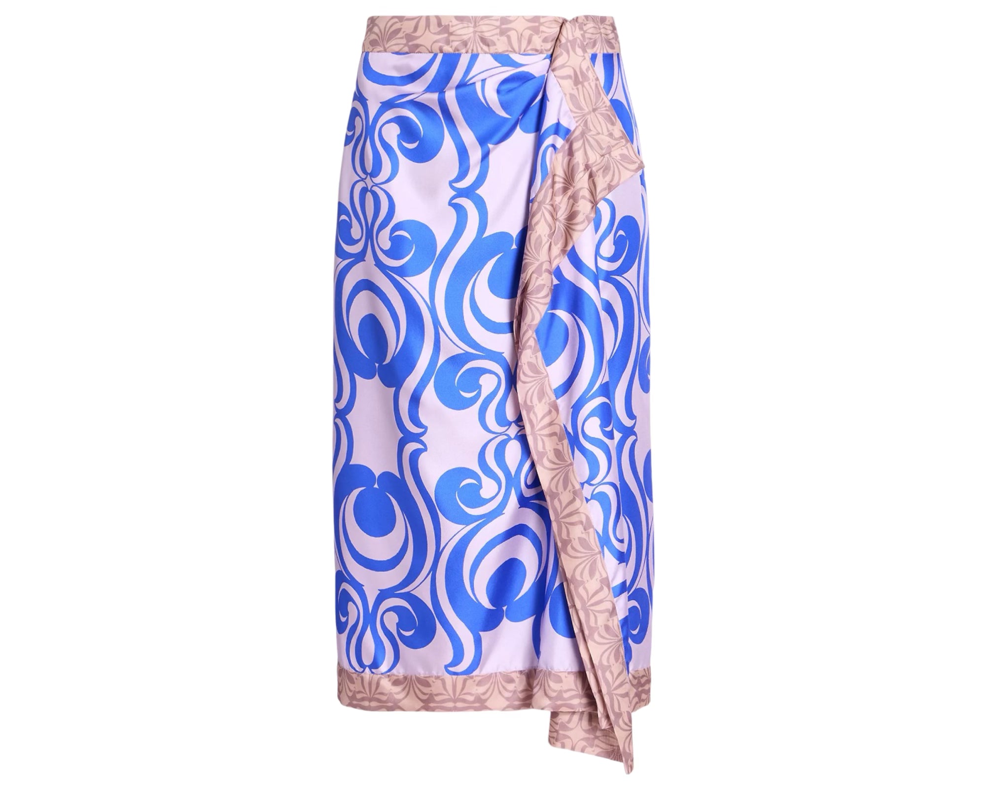 Blue & Purple Draped Midi Skirt