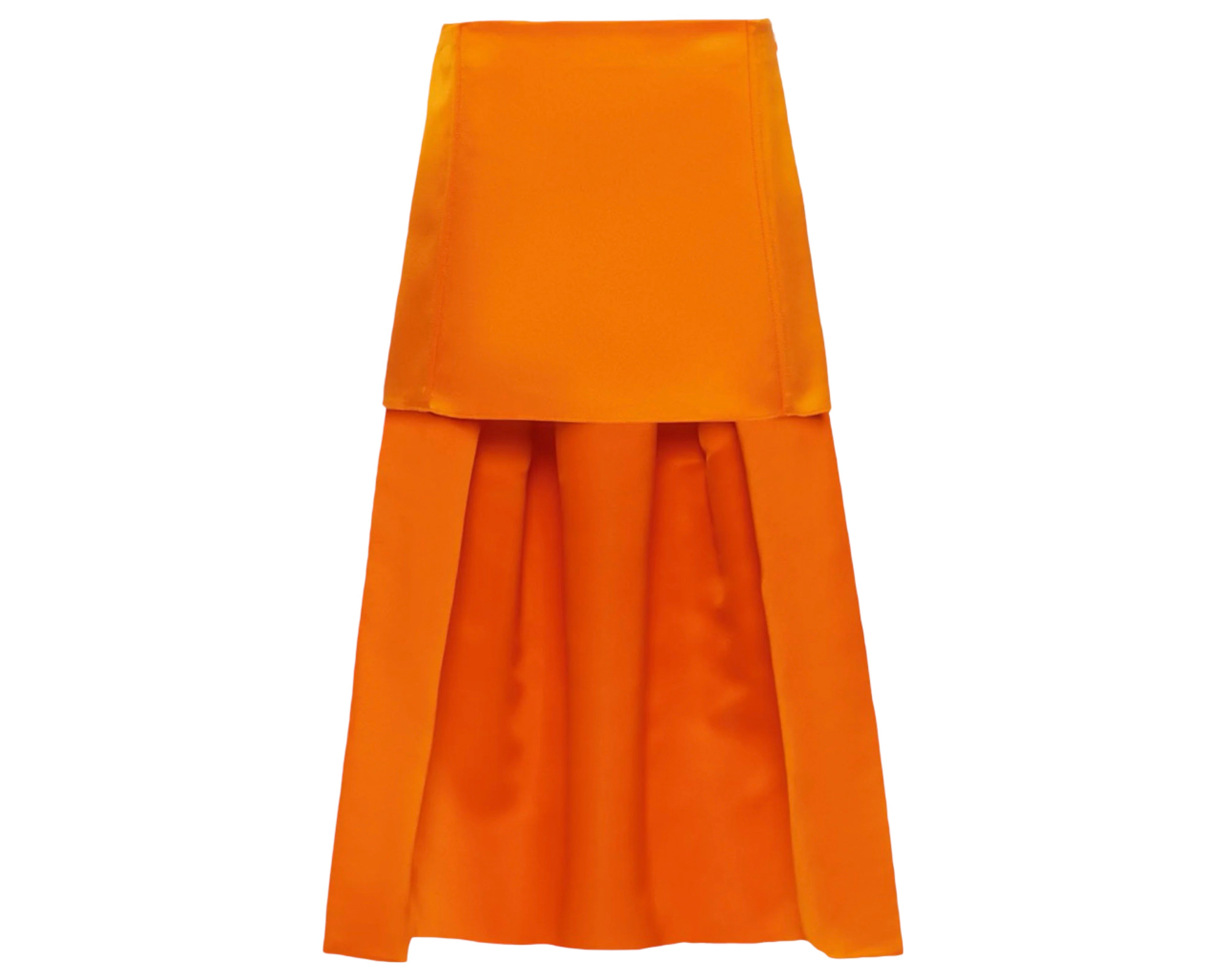Satin Mini Skirt w/ Pleated Train