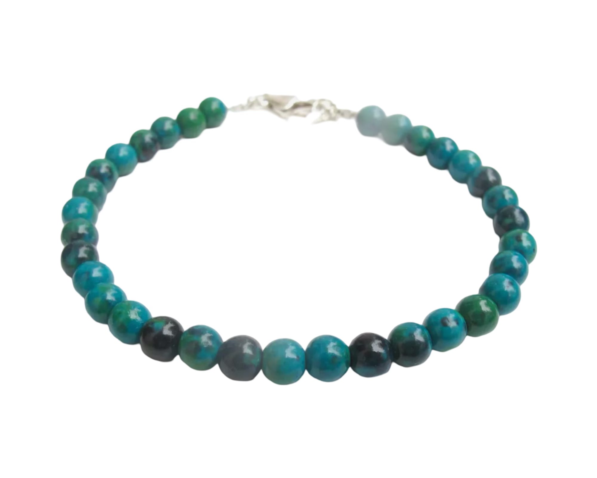 Malacite Gemstone Beads 925 Sterling Silver Bracelet