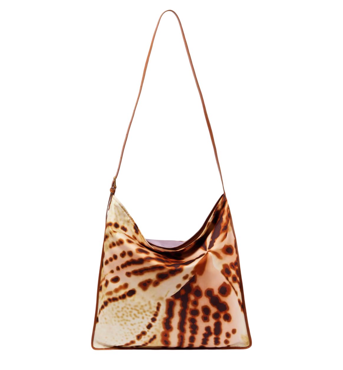 Large Printed Leather-Trimmed Shoulder Bag