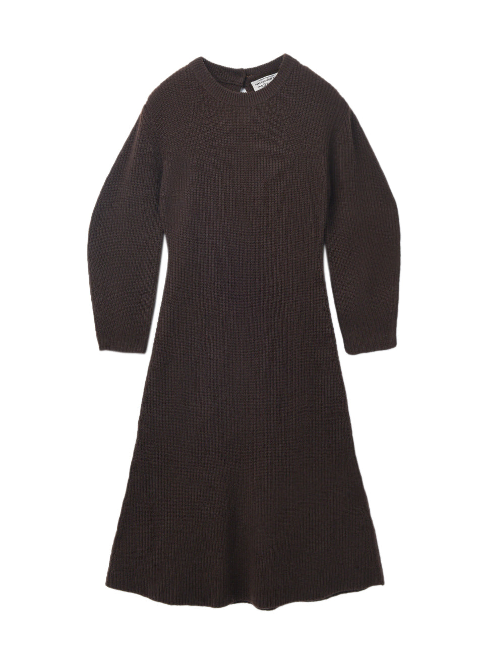 Volume Sleeve A Line Dress in Brown