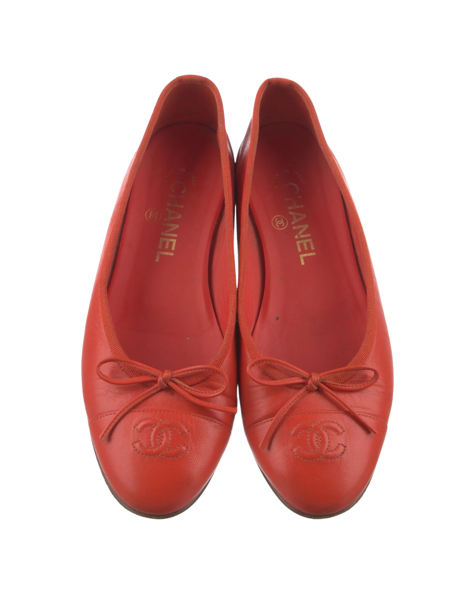 Chanel Interlocking CC Logo Leather Ballet Flats