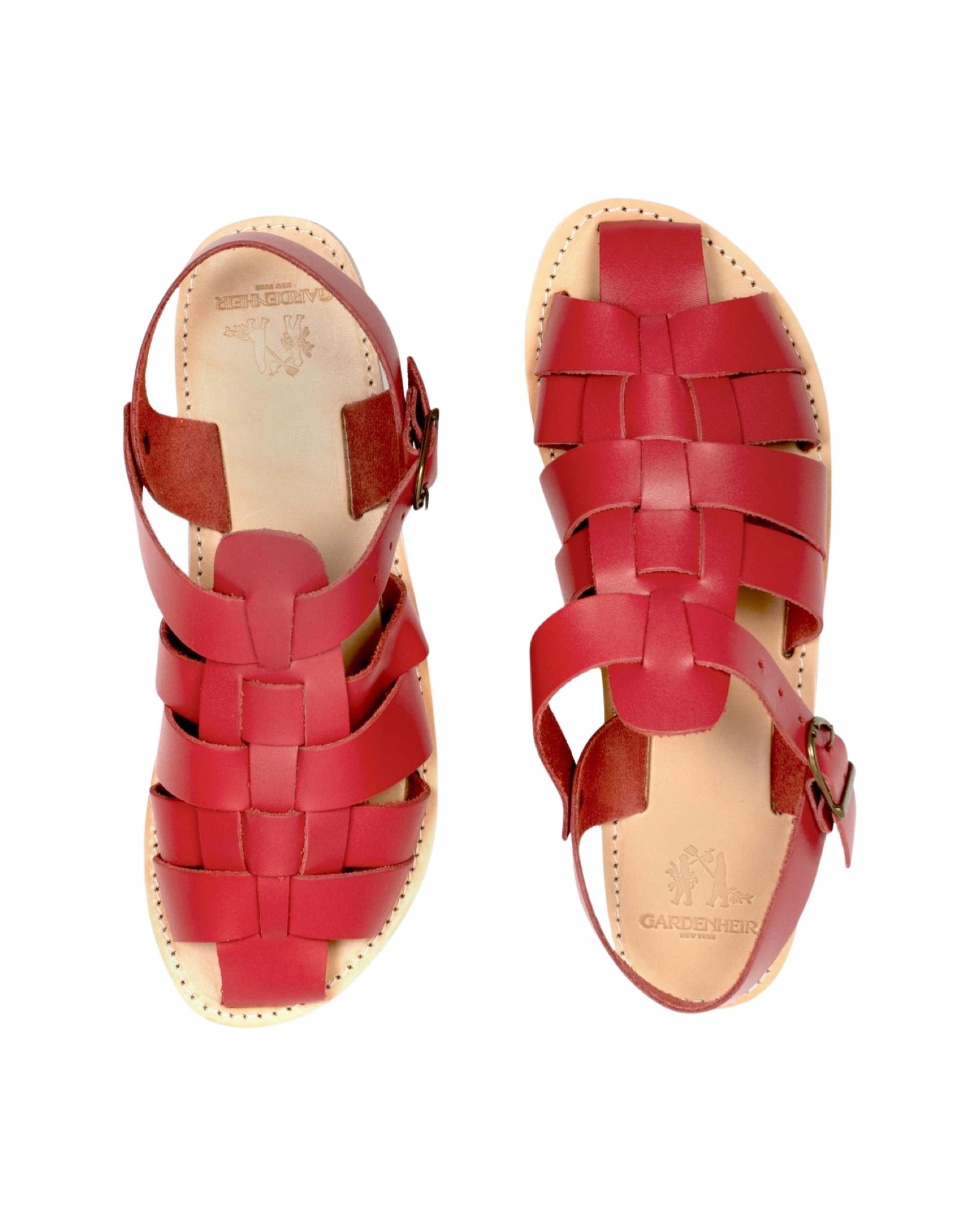 Leather Fisherman Sandals in Red