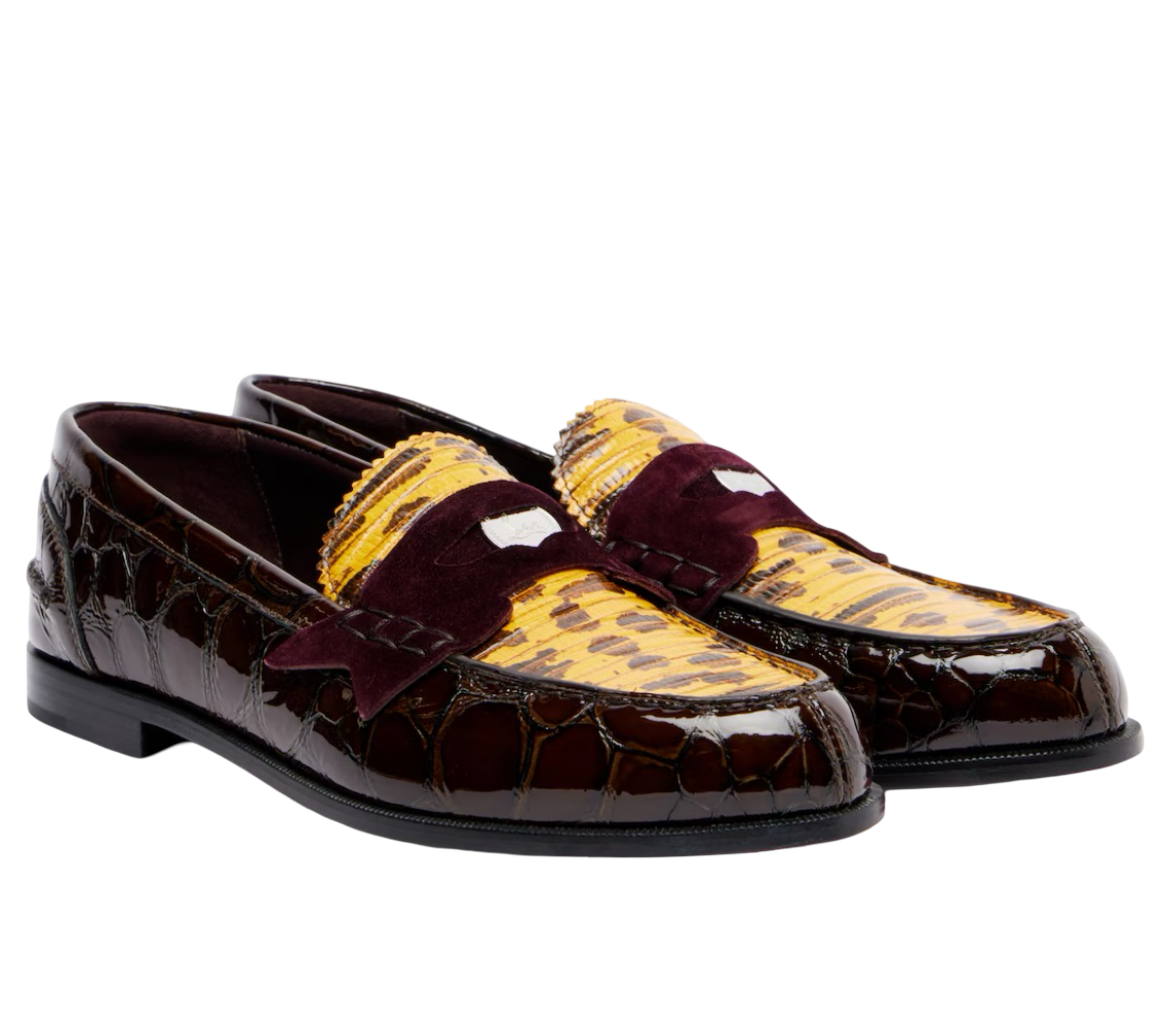 Penny croc-effect leather penny loafers