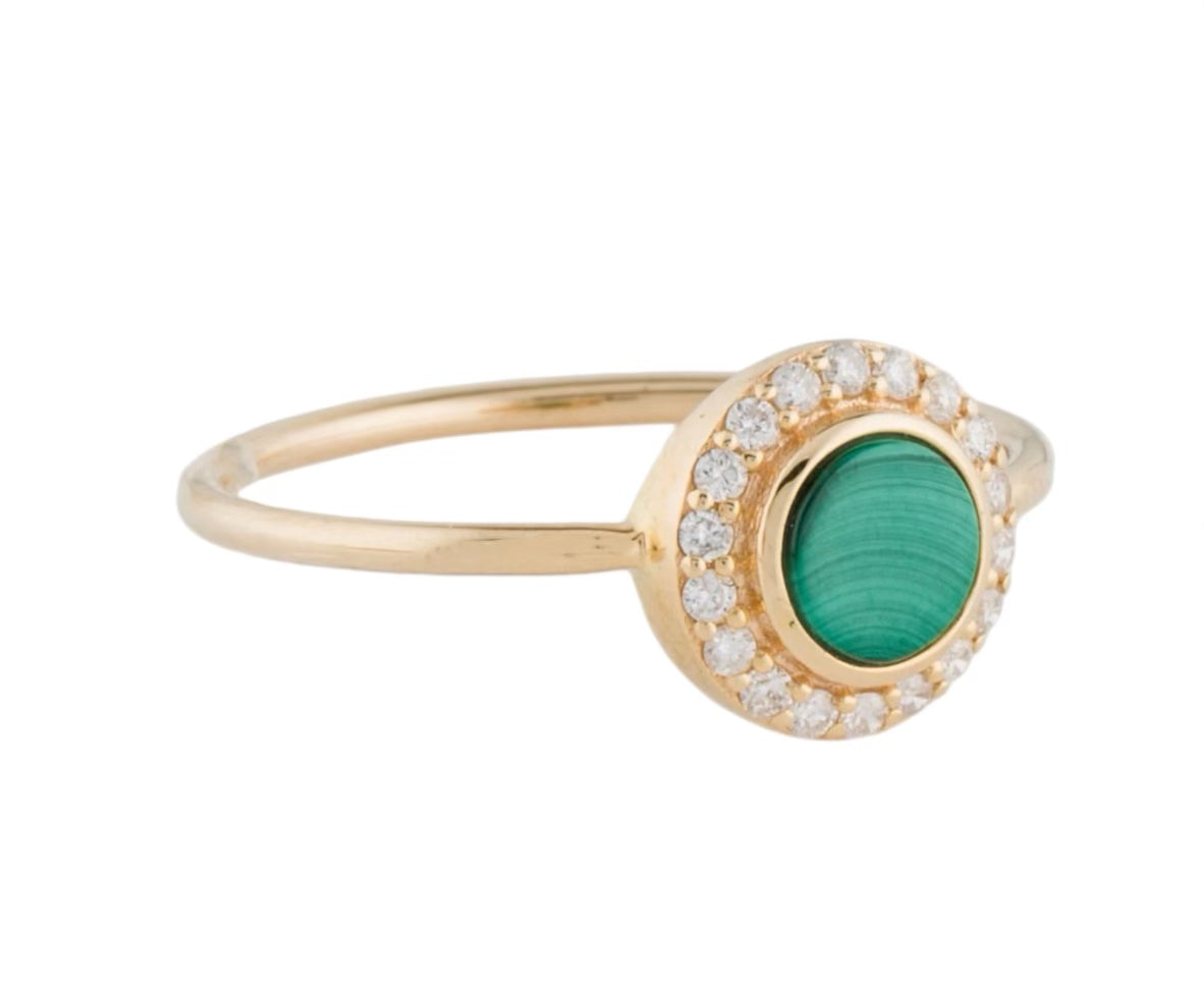 14K Malachite & Diamond Cocktail Ring
