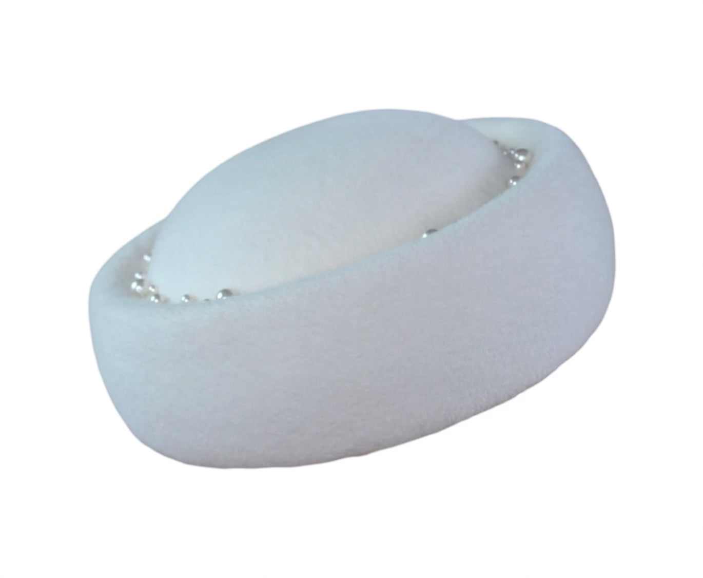 Ines Classic Bridal Felt Pillbox Hat with Pearls