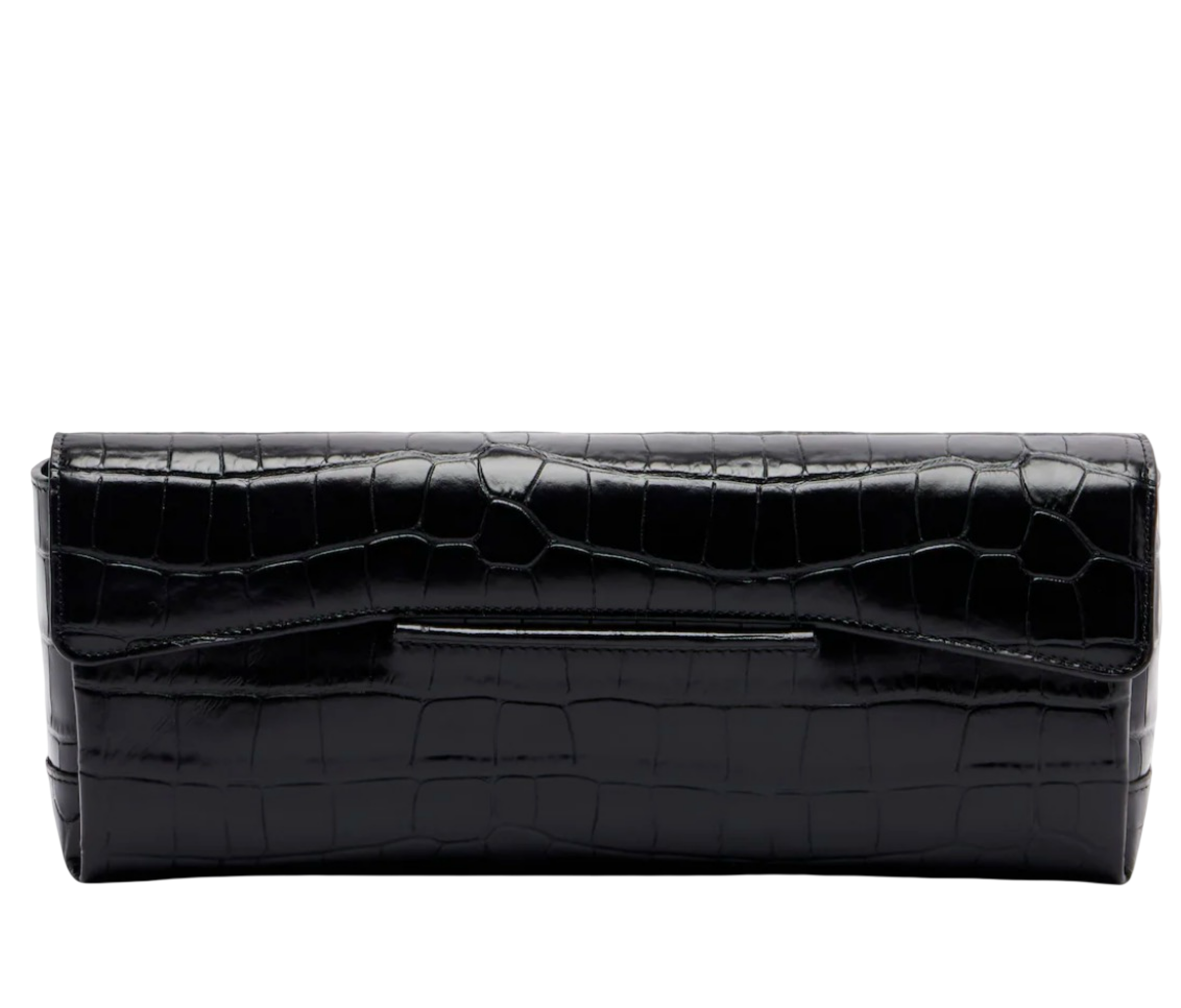 T-Clutch Small croc-effect leather clutch