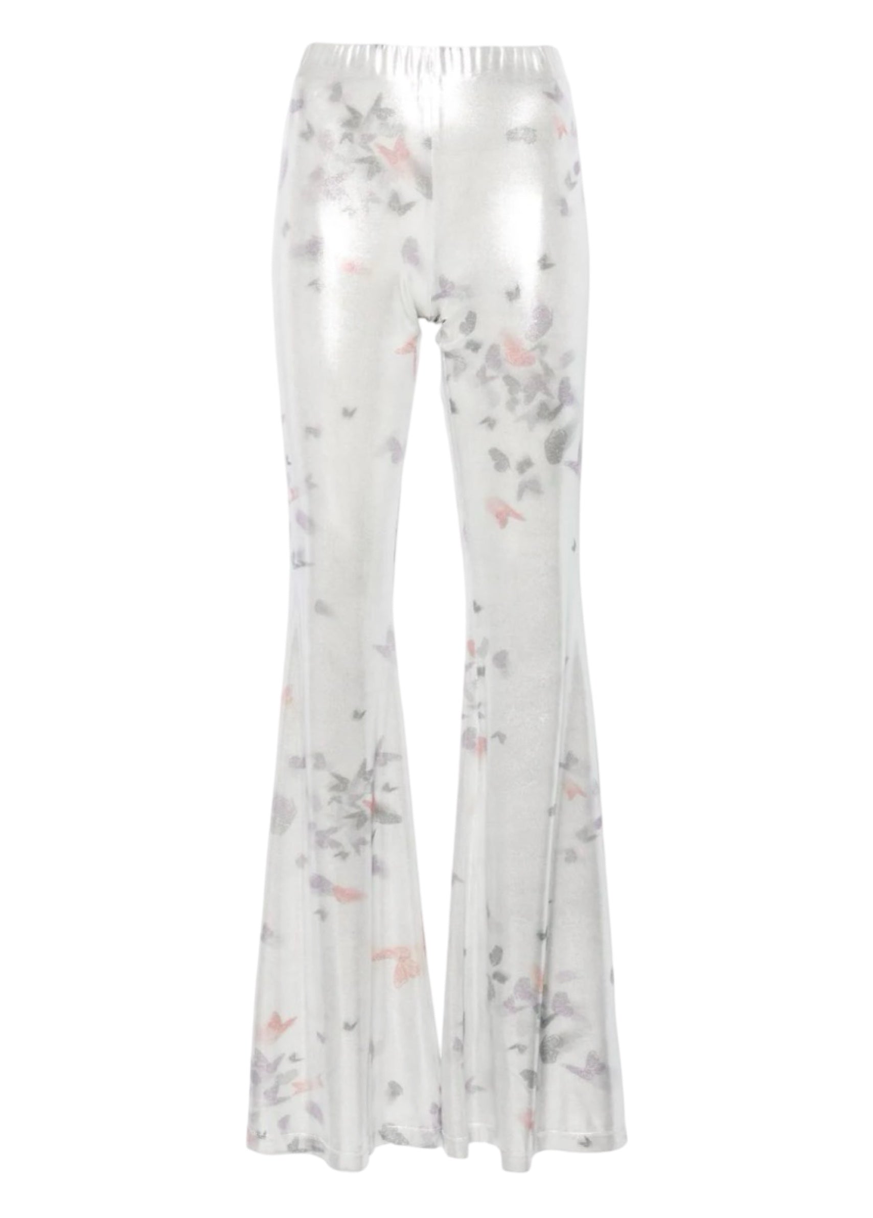 Slender Laminated Flared Trousers