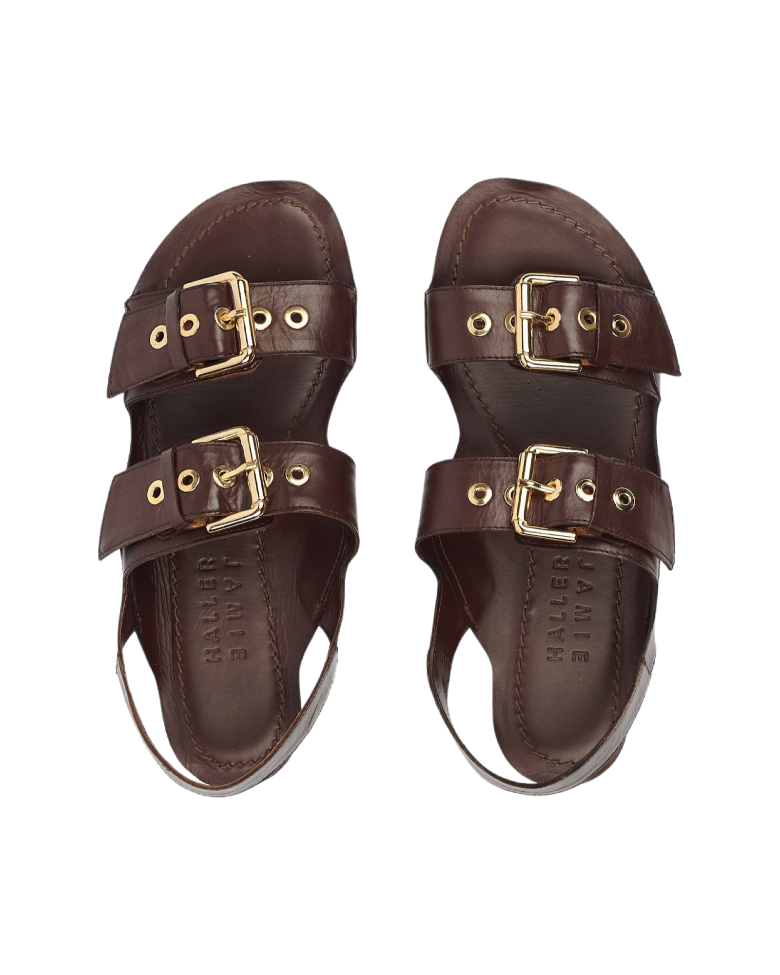 Double Buckle Sandal in Castagno