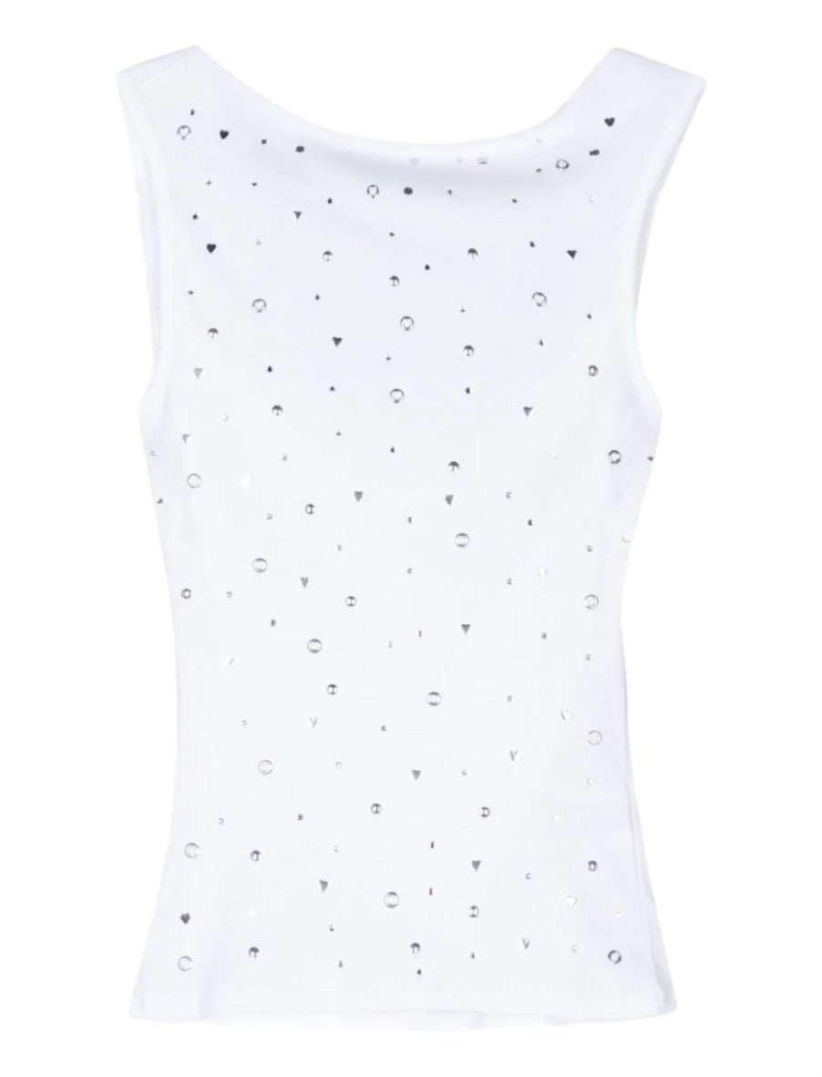Stud-embellished Cowl Tank Top