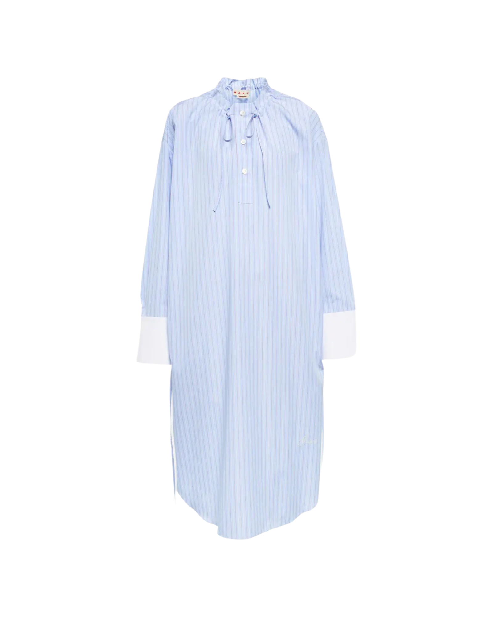 Pinstriped Cotton Shirt Dress