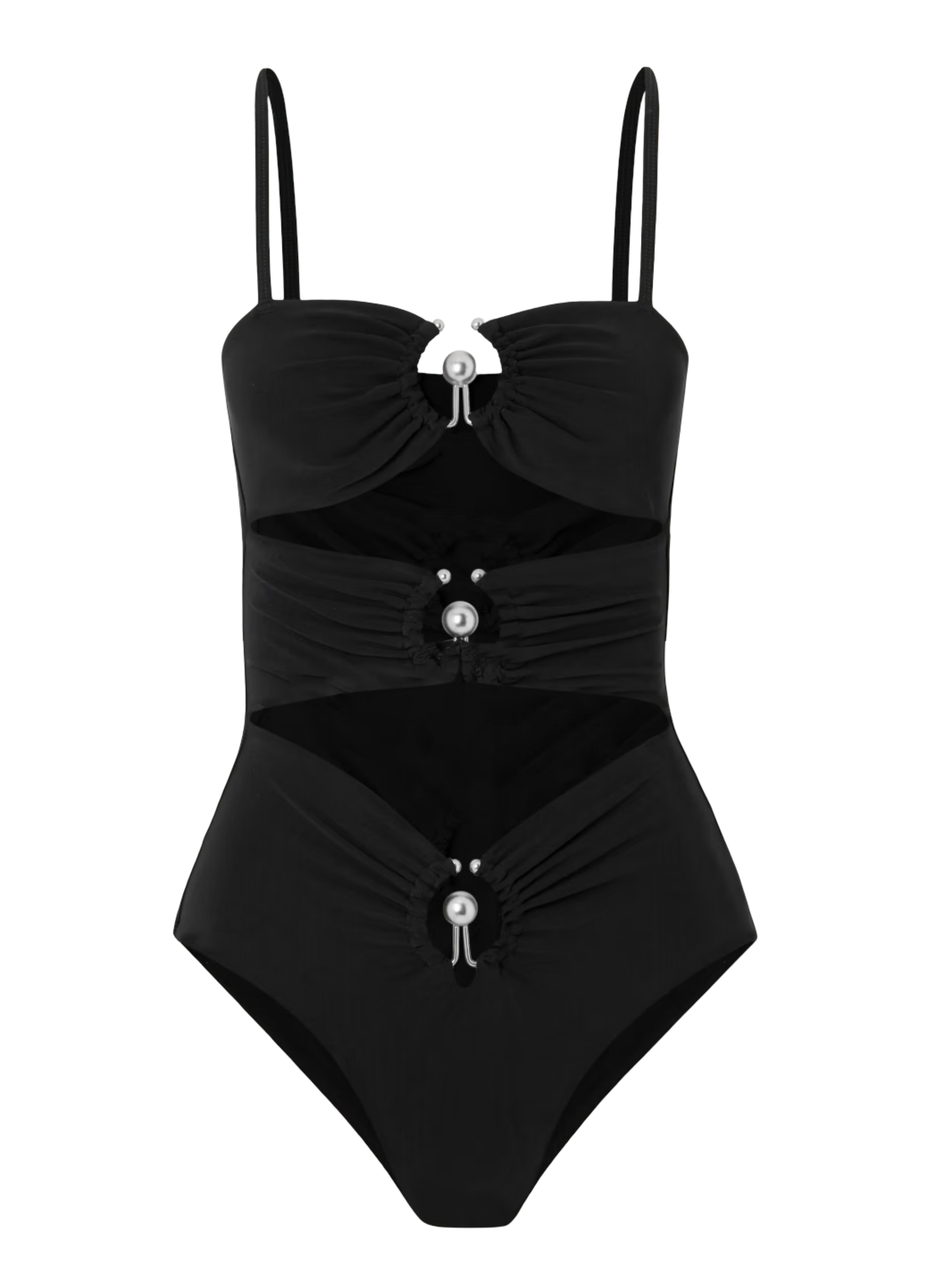 Pierced Orbit embellished cutout swimsuit