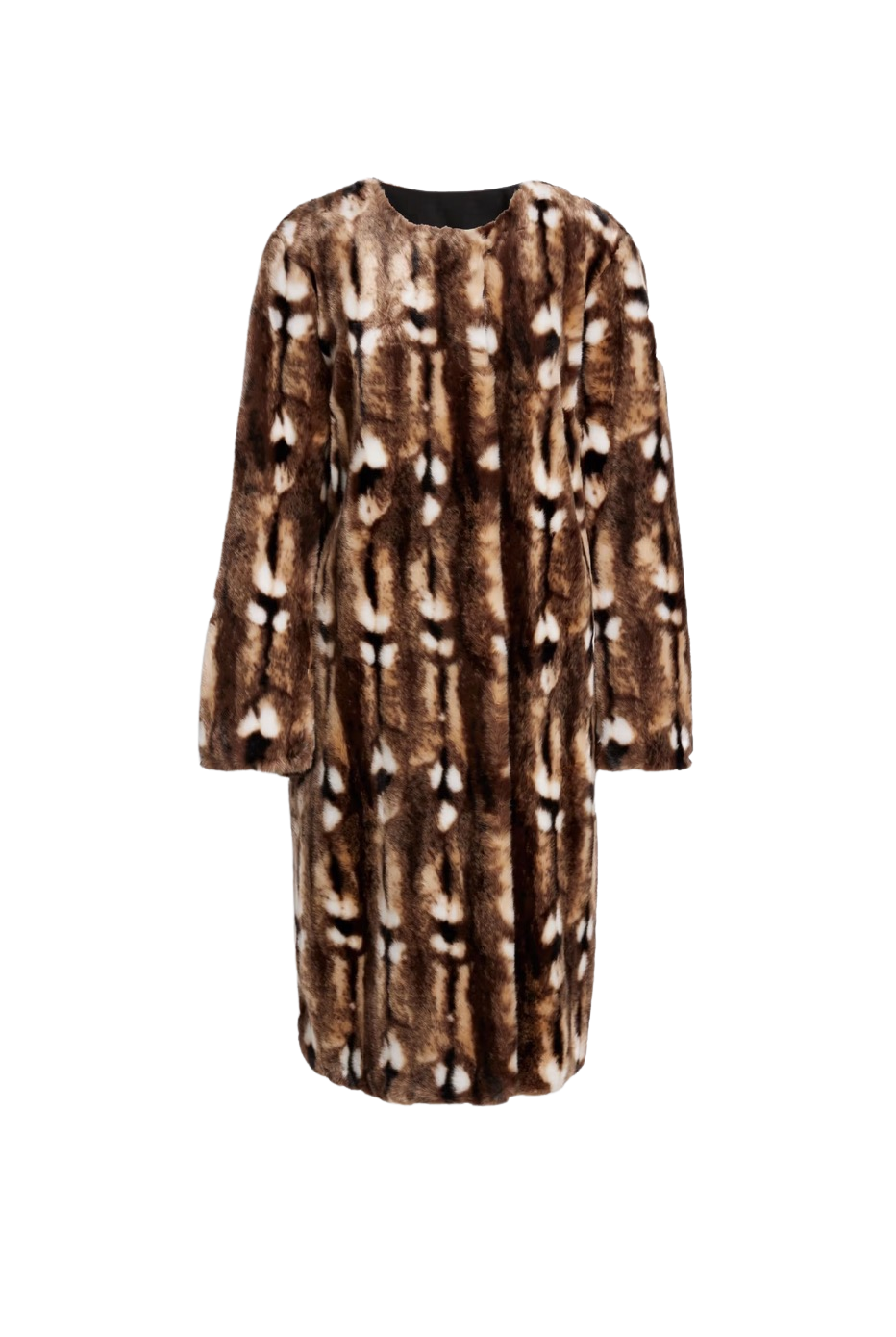 Printed faux fur coat