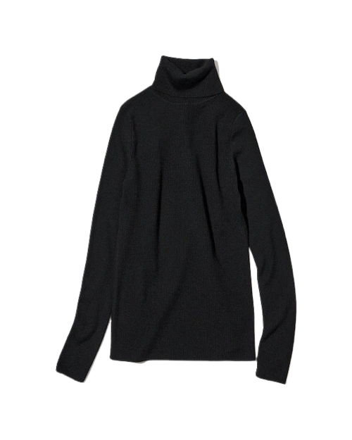 Extra Fine Merino Ribbed Turtleneck Long-Sleeve Sweater