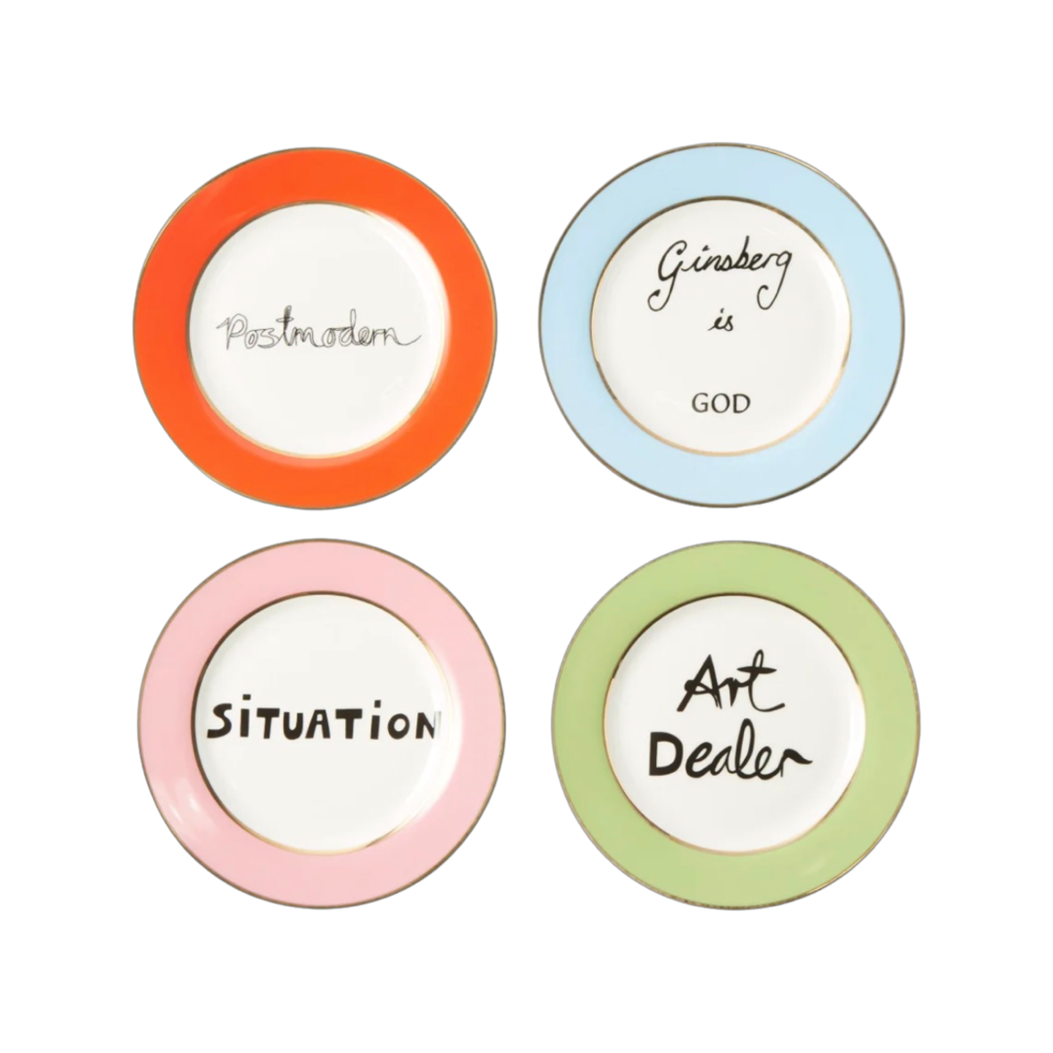 Set Of Four Artist Ceramic Side Plates