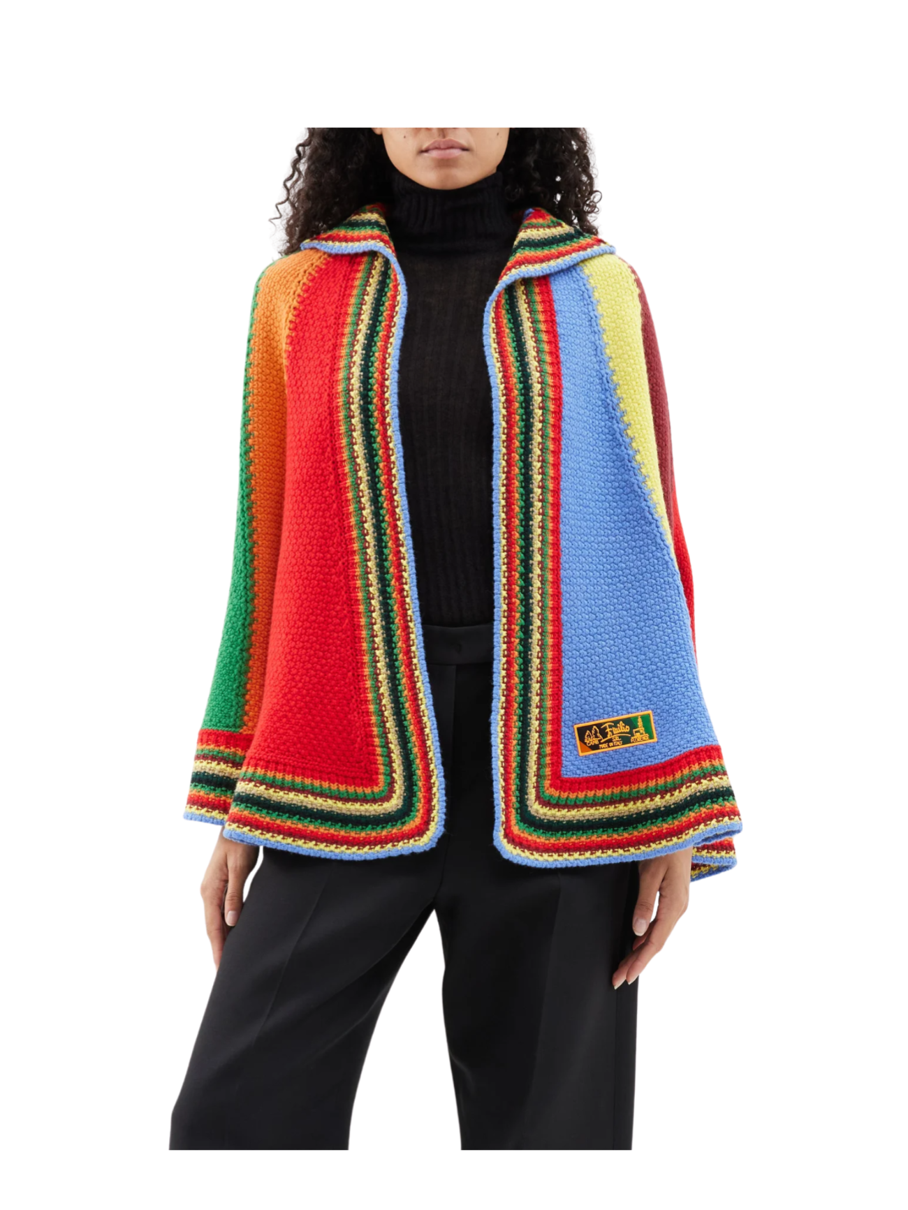 Striped wool cape
