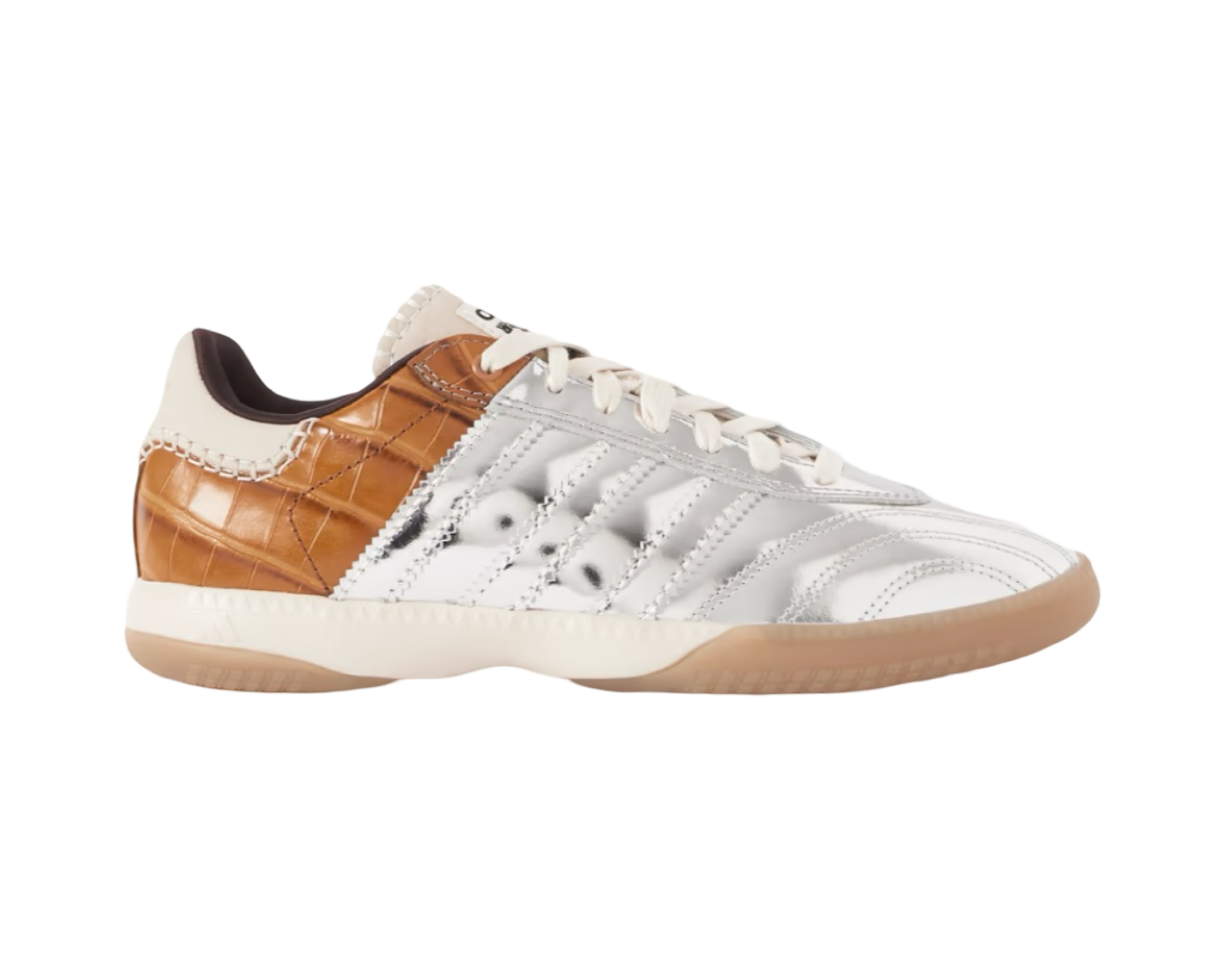 + Wales Bonner Samba Millennium Paneled Croc-effect Metallic Leather Sneakers