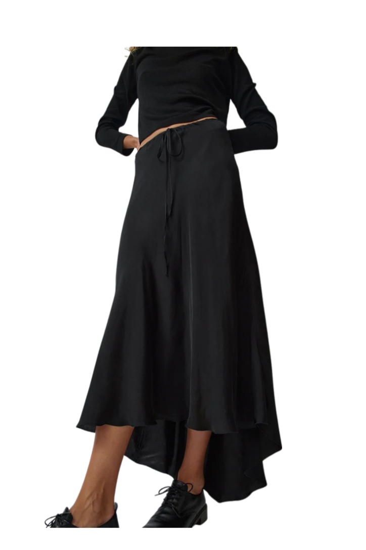 Fluid Asymmetric Skirt in Black