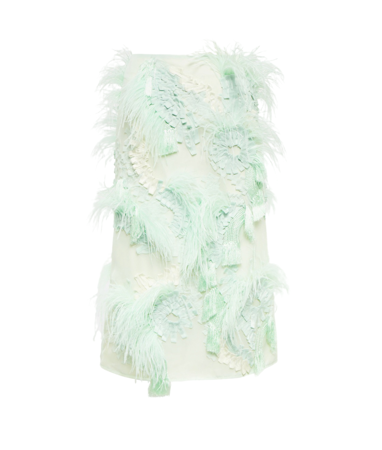 Feather-trimmed Embroidered Skirt