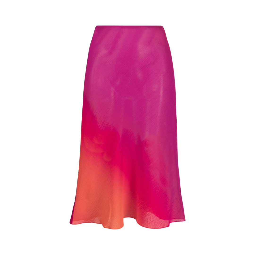 Pink Bias-Cut Midi Skirt