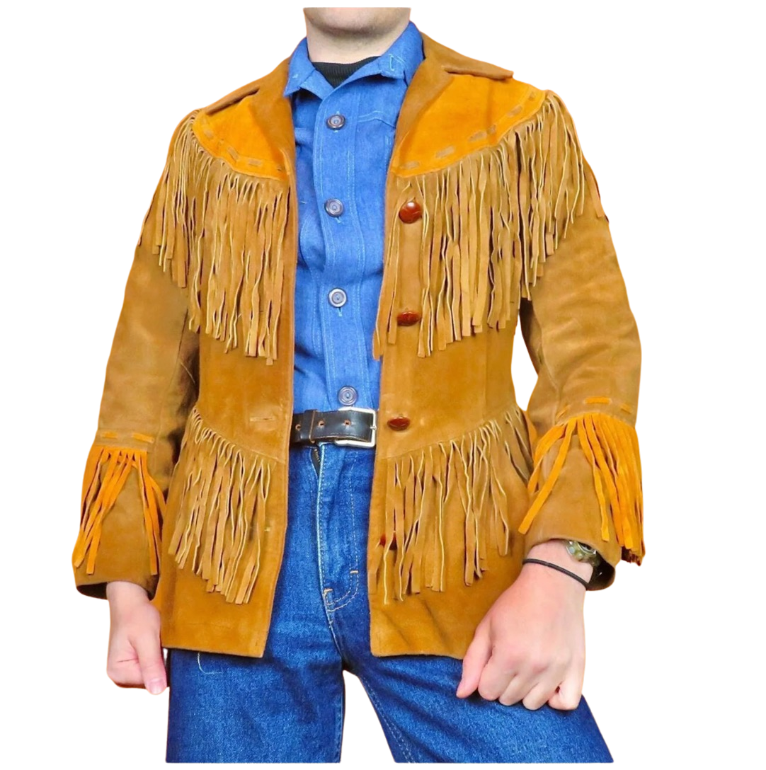 Vintage Suede Leather Fringe Jacket