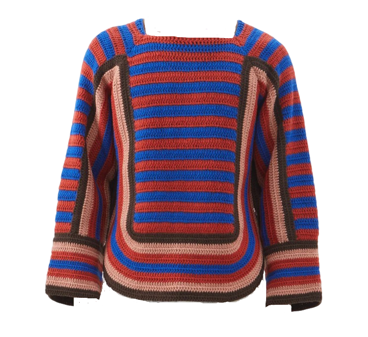 Four Stripe Crocheted Merino Sweater
