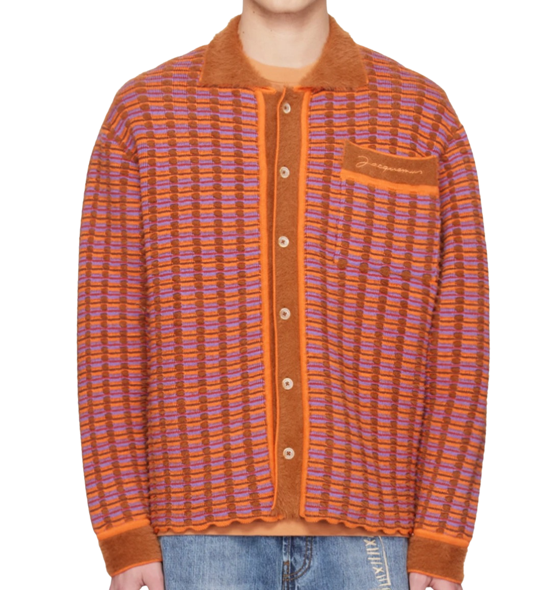 Orange & Brown Le Raphia Cardigan