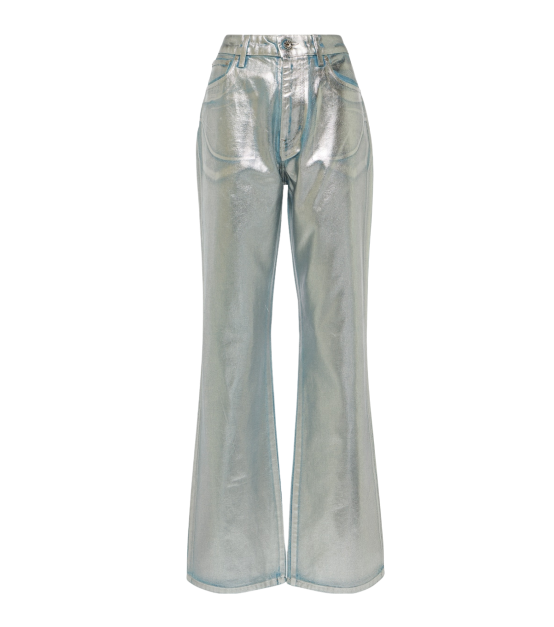 Metallic High-rise Straight Pants
