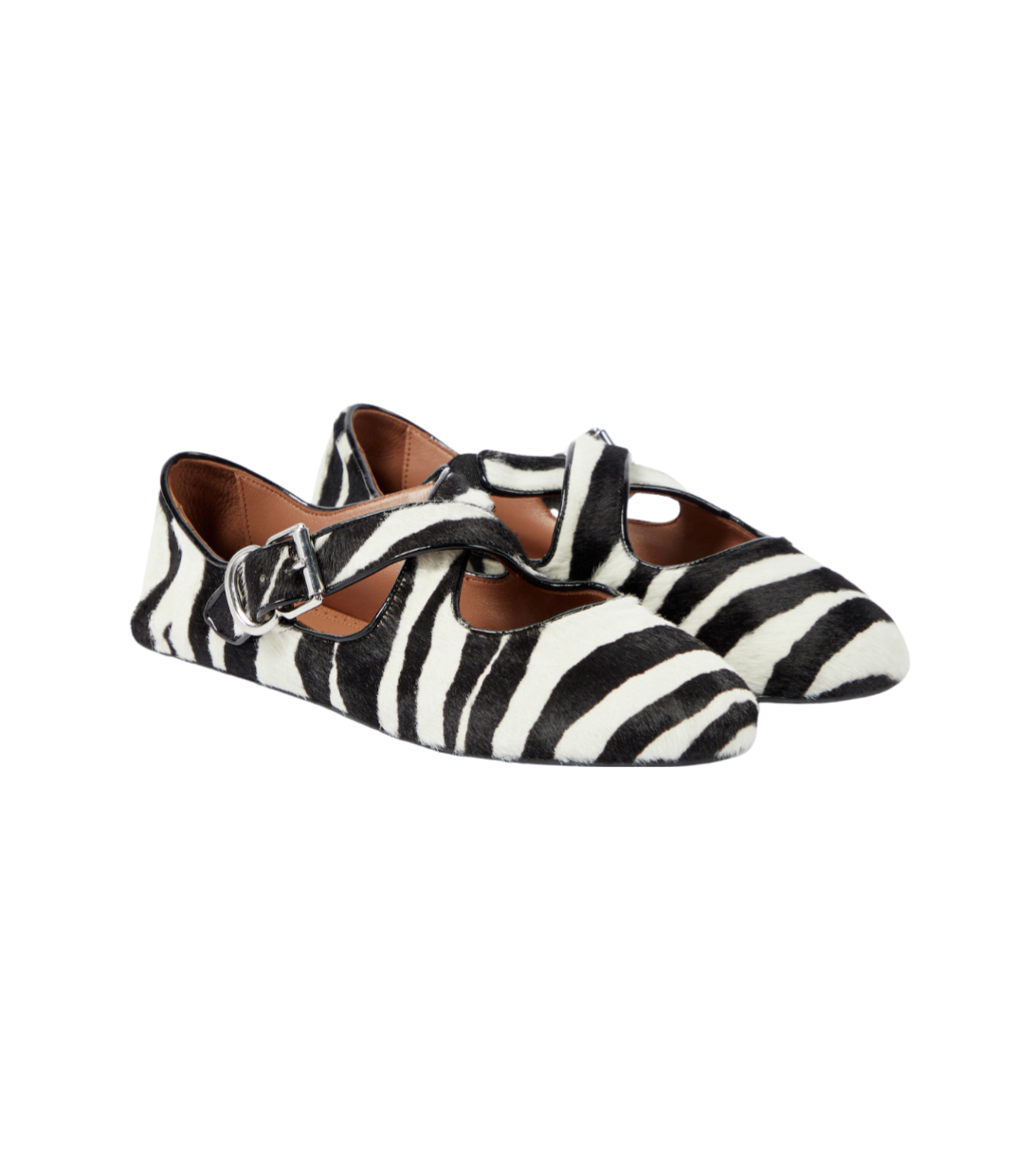 Criss Cross zebra-print ballet flats