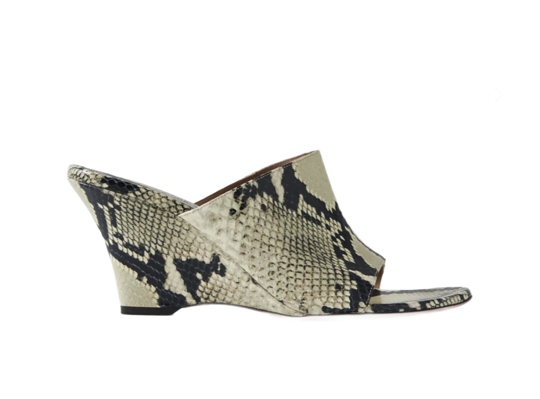 Marion Snake-effect Leather Mules