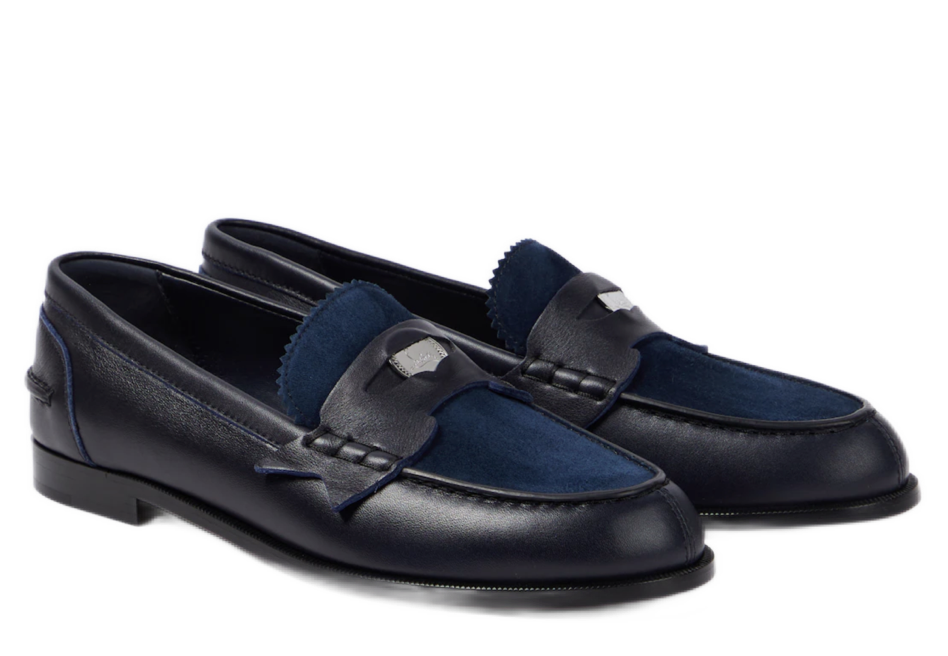 Penny Suede-trimmed Leather Loafers