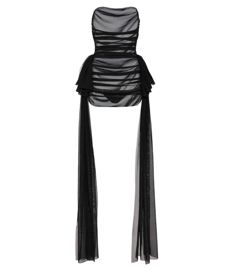 Ruffled sheer mesh minidress