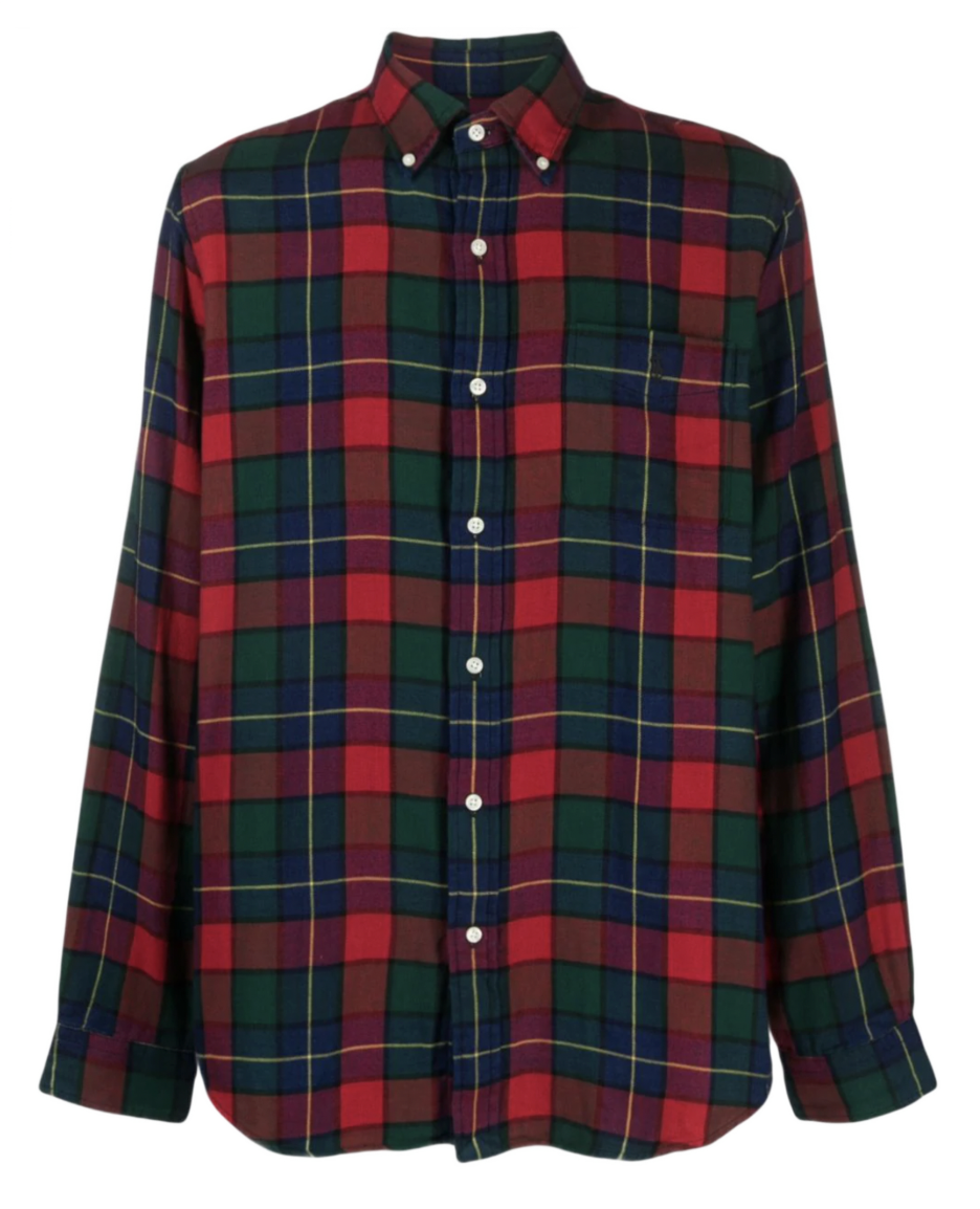 Plaid-patterned Cotton Flannel Shirt