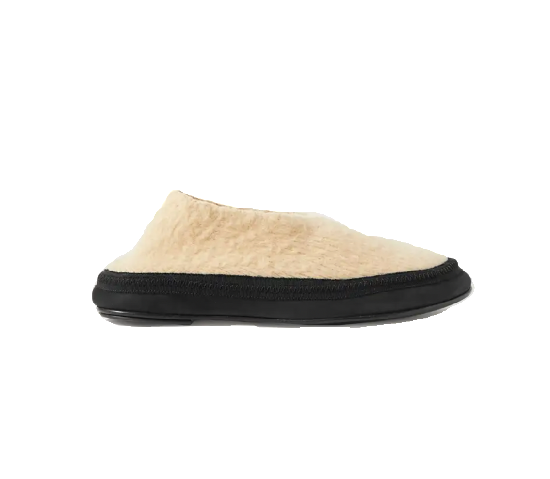 Fairy Grosgrain and Suede-trimmed Cashmere Slippers
